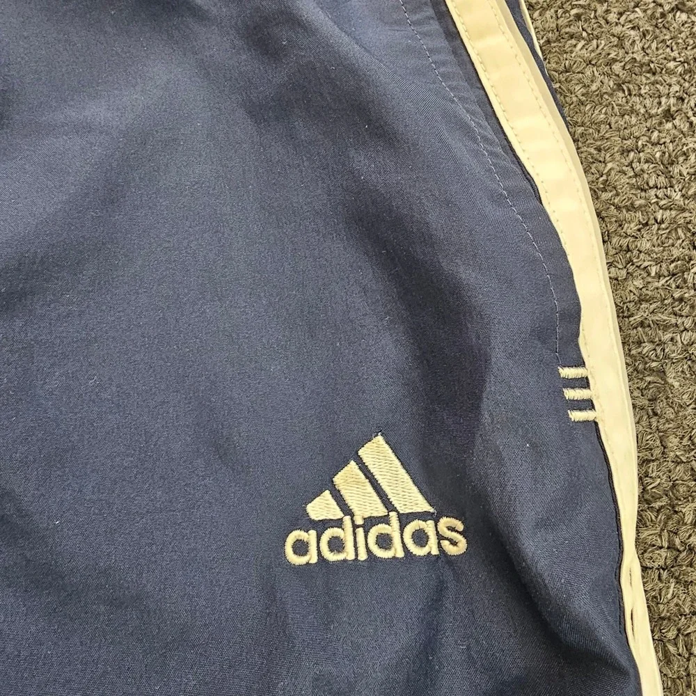 Vintage Adidas Track Pants Baggy Mens Large Navy Blue white 3‎ Stripe Mesh Lined